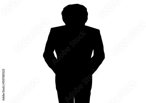 お辞儀する男性のシルエット正面