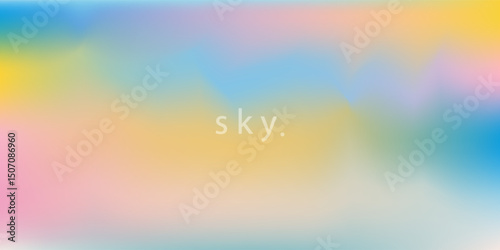 Abstract clear blue sky. Pastel rainbow. Light blue, pink and yellow color vector banner. Pastel gradient sky pattern. Blurred light fuzz colorful gradient background. Vector
