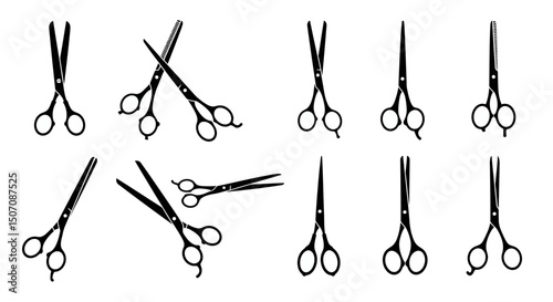 set of silhouettes of scissors