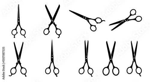 set of silhouettes of scissors