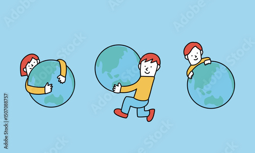 地球を大切にする人々のイラスト