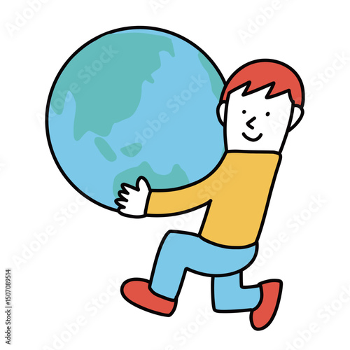 地球を大切にする男性のイラスト