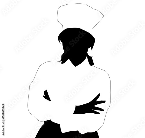 vector illustration of a chef silhouette with his arms crossed