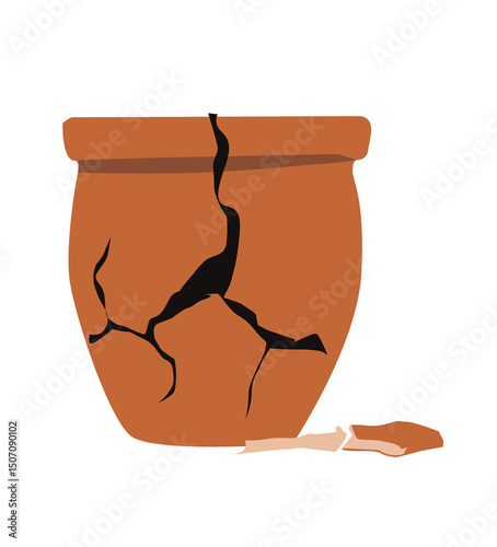 broken pot. Broken earthen jar