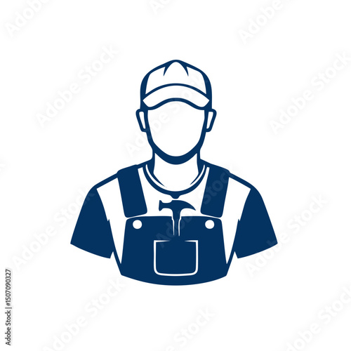 Handy Man Logo Showing the Profile of a Handyman Vector Illustration