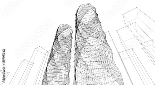 abstract modern architecture 3d illustration
