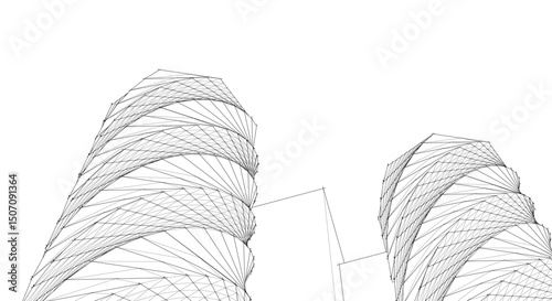 abstract modern architecture 3d illustration