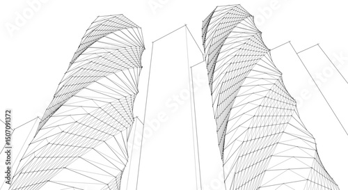 abstract modern architecture 3d illustration