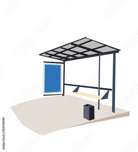 Flat design bus stop.Public bus stop vector flat material design