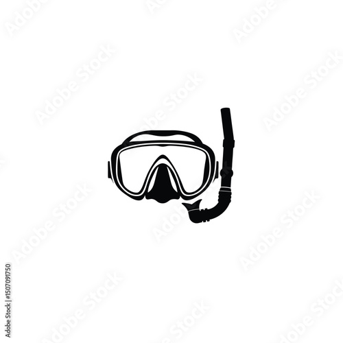 Snorkeling mask silhouette on white background