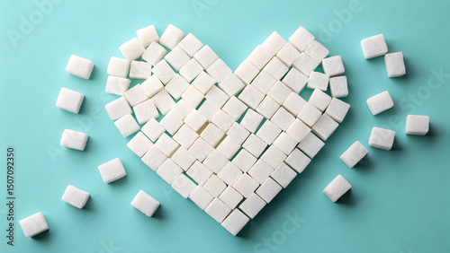 Heart of Sweetness: A delightful array of sugar cubes meticulously arranged into a heart shape, evoking feelings of love, sweetness, and indulgence.