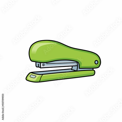 green stapler isolated on white background