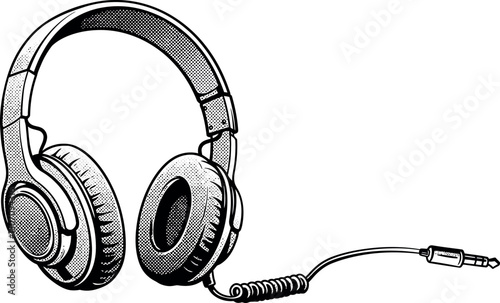 Vintage style headphones illustration for audio enthusiasts and music lovers. Vector illustration