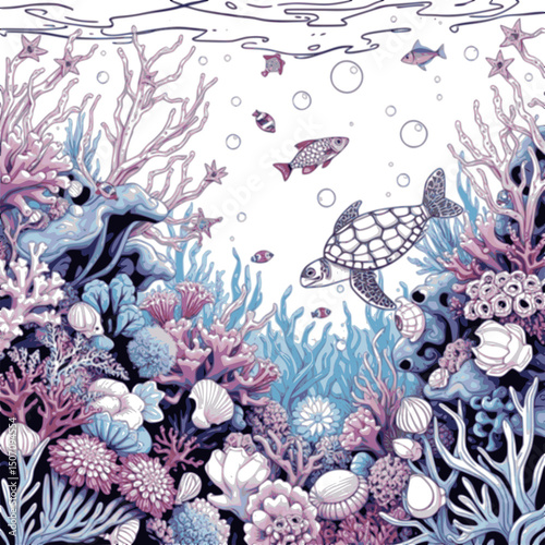 Underwater world with fishes