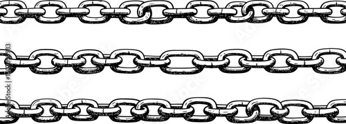 Detailed hand drawn chain links pattern for design and decoration. Vector illustration
