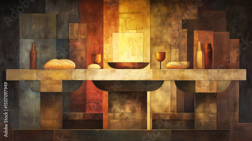 Abstract Depiction of the Last Supper A Modern Artistic Interpretation