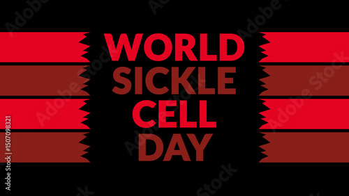 World Sickle Cell Day text with side lines on a black background. Which is observed every year in June to celebrate World Sickle Cell Day.