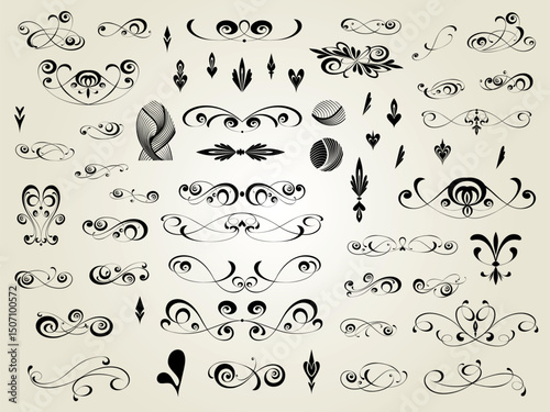6467 .eps Set of  decorative elements for design isolated, editable. From the largest and best collection of decorative elements .