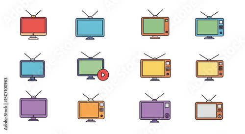set of vector icons of different color
