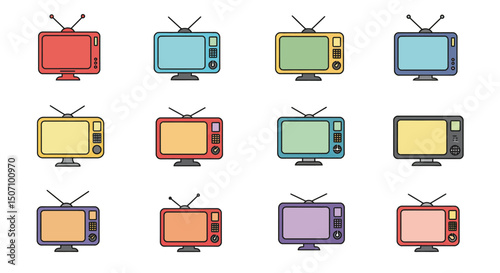 set of retro tv icons