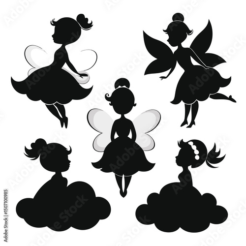 Fairy Silhouette Logo Set