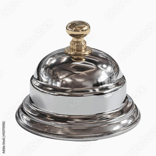 Polished Chrome Service Bell with Gold Knob -
