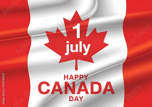 Canada Day Celebration Poster – 1st July Maple Leaf Red Flag Design