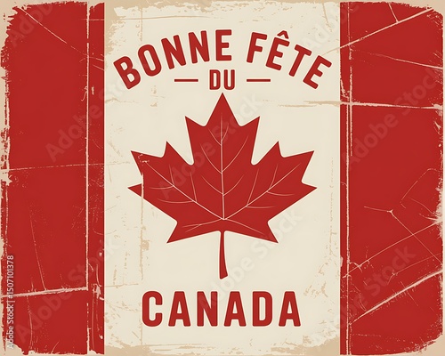 Vintage Canada Day French Poster – Bonne Fête Du Canada Maple Leaf Design