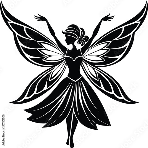 Fairy Dancing Silhouette Vector Art