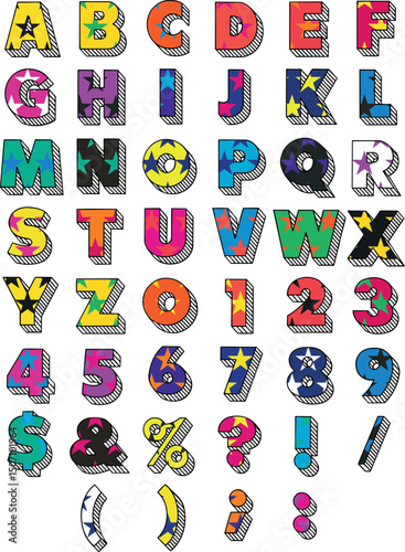 Retro Starry Alphabet Numbers and Symbols
