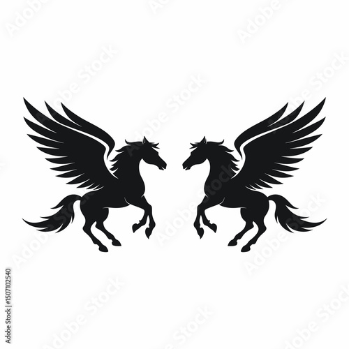 Pegasus Galloping in Mid Air Silhouette Art