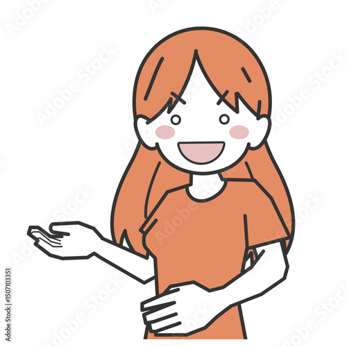 案内をする笑顔の女性のイラスト