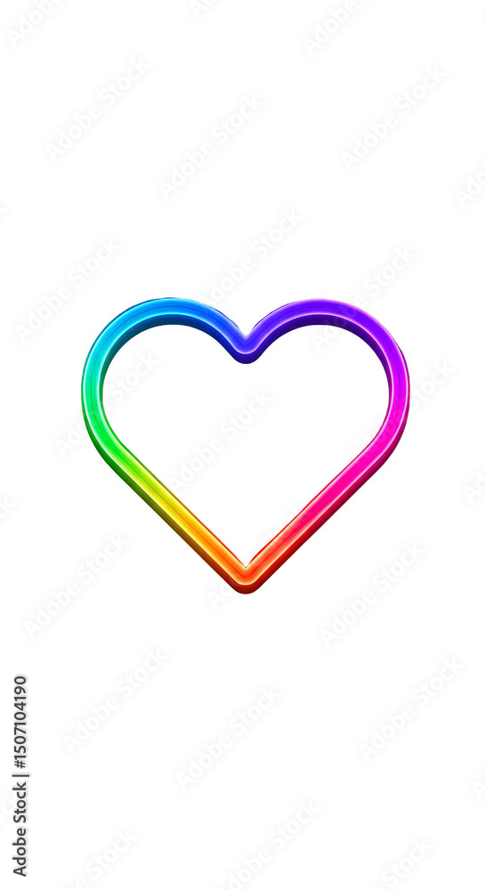 Rainbow Neon Heart Outline Symbol on Transparent Background Illustration Rainbow Neon Heart Outline Symbol on Transparent Background Illustration