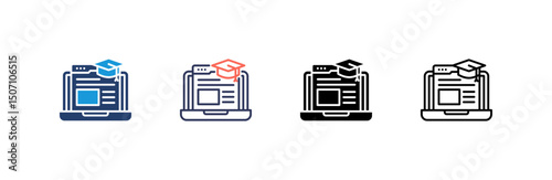 E Learning Icon set multiple style collection