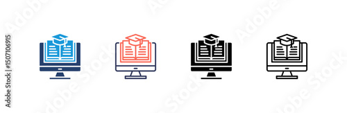 Online Learning Icon set multiple style collection