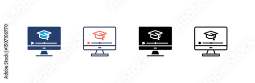 Video Tutorial Icon set multiple style collection