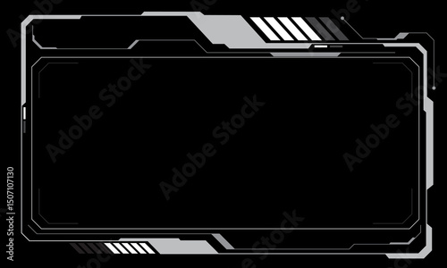 HUD frames black user interface elements design modern technology futuristic control panel screen digital hologram window gaming menu touching cyber monitor set white background vector