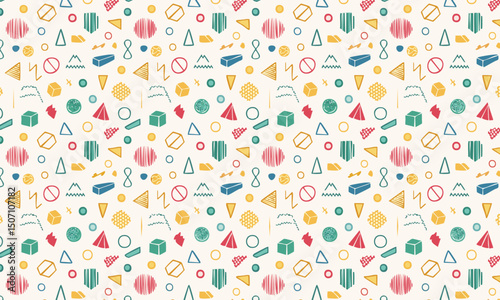 Modern Pastel Geometric Shapes Seamless Background
