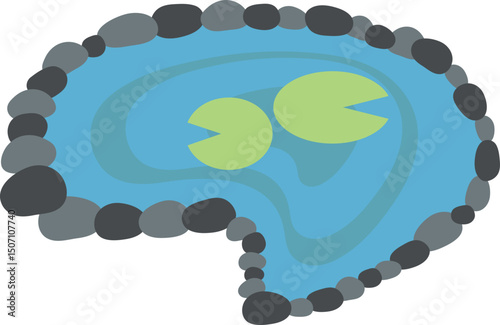 pond stone gardening illustration element