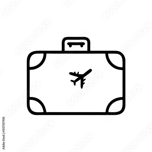 Travel suitcase icon with airplane symbol for travel concept  