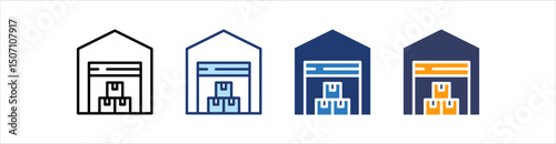 Warehouse Icon Set Multiple Style Collection