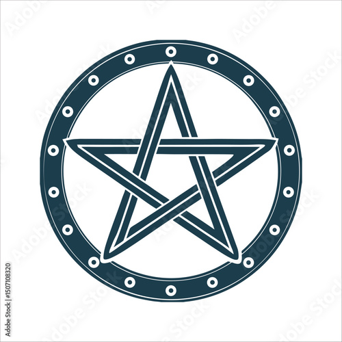Minimalist Pentacle Vector Illustration, Wiccan Symbol