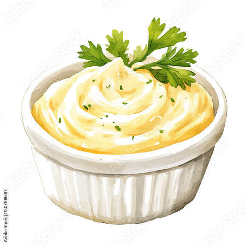 My Watercolor illustration, aioli sauce painting illustration isolated on a white background, illustration, AI painting design, vector illustration set, eps format
