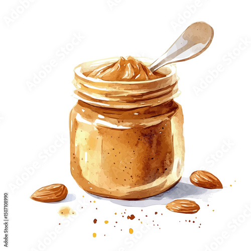 My Watercolor illustration, illustration almond butter painting illustration isolated on a white background, illustration, AI painting design, vector illustration set, eps format