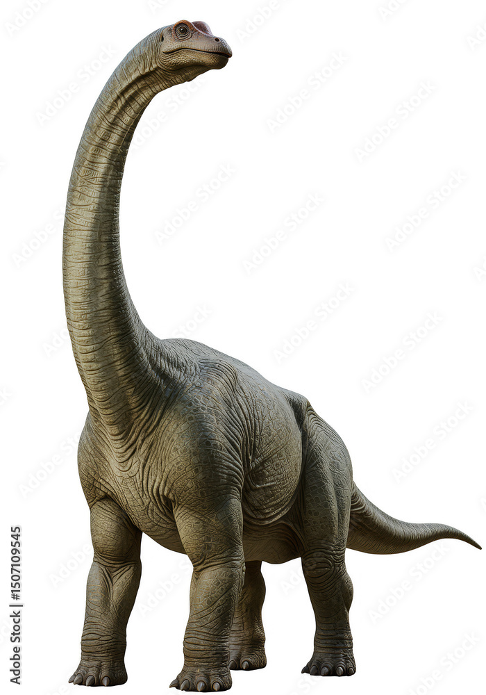 Obraz premium Realistic Image of Large Brontosaurus Dinosaur With Long Neck Isolated