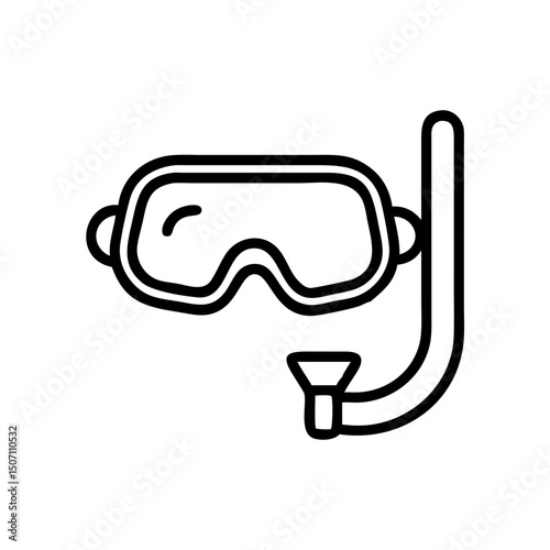 Scuba diving mask and snorkel in minimalistic style  