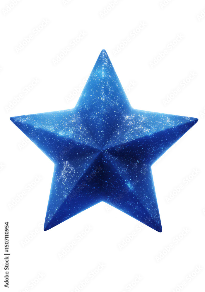 Obraz premium Isolated Blue Star Sparkling Decoration on Transparent Background Design