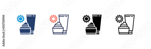 Sun Cream Icon set multiple style collection