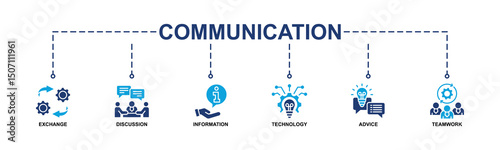 Communication Banner Web Icon Vector Illustration Concept With Icon Of Exchange, Discussion, Information, Technology, Advice, Teamwork. Glyph Color Style