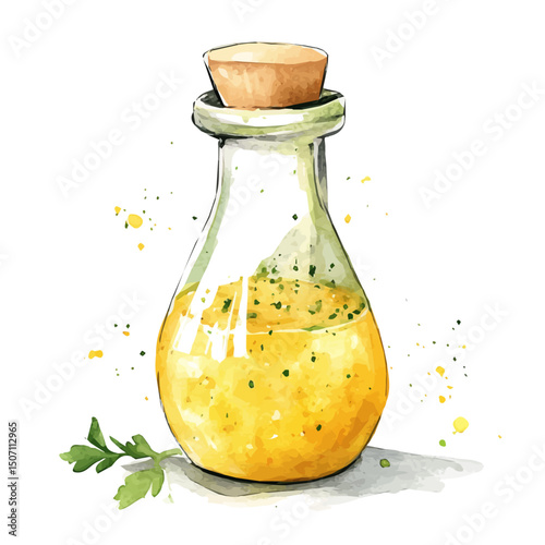 My Watercolor illustration, Béarnaise sauce painting illustration isolated on a white background, illustration, AI painting design, vector illustration set, eps format